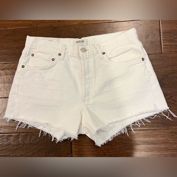 Agolde Pants - NWT Agolde Women’s Short Shorts Tissue White Size 26 Parker Cut Off Frayed Hem